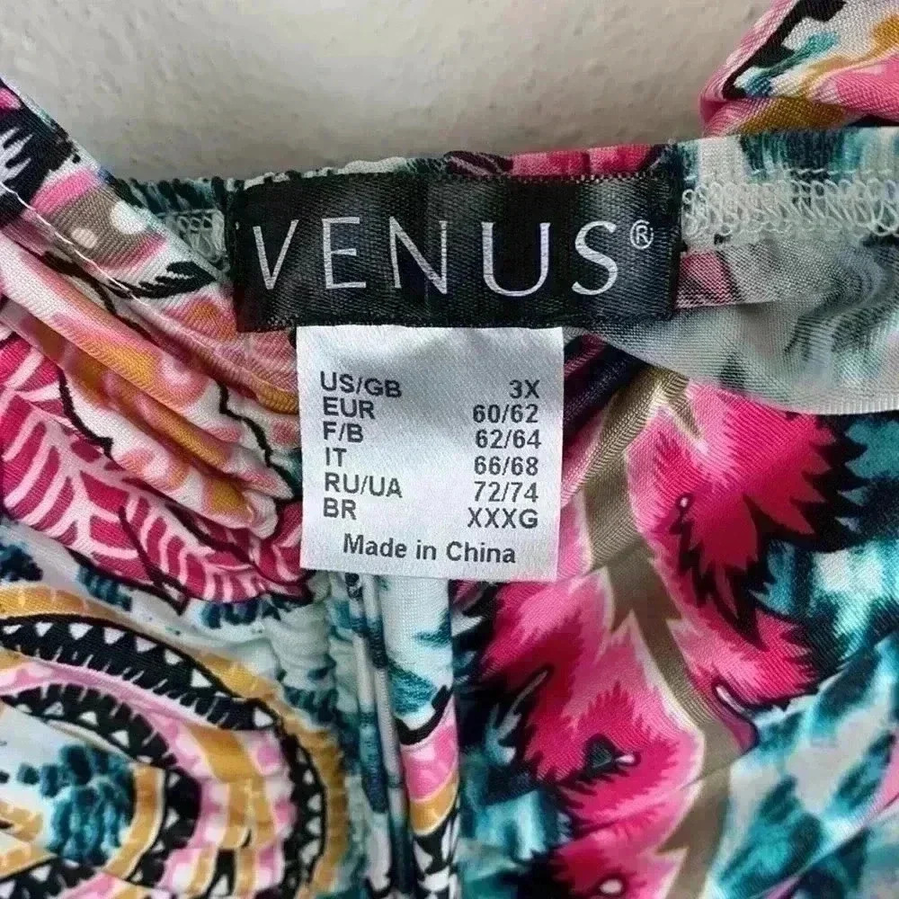 VENUS cold shoulder bell sleeve top on bright colors and animal print 3X - Picture 5 of 7